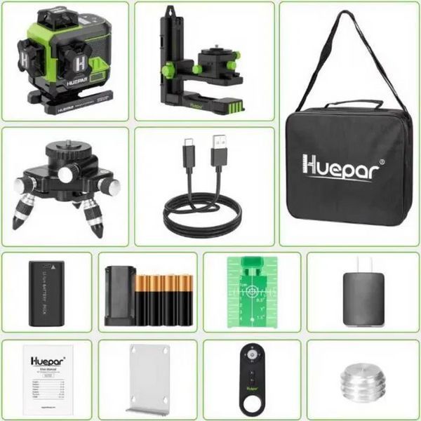 Лазерный уровень нивелир Huepar Z04CG 4D 16 линий с Bluetooth и LCD дисплей (1 аккумулятор) L719242 фото