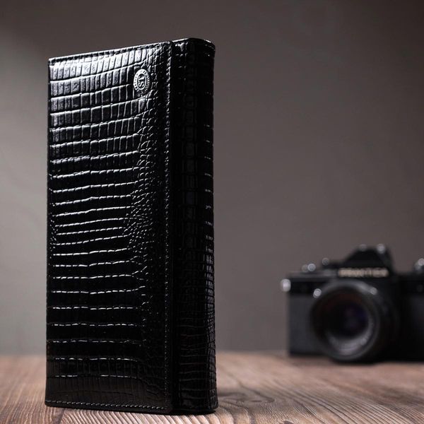Лакированный кожаный кошелек с блоком для кредитных карт ST Leather 22683 Черный b22683 фото