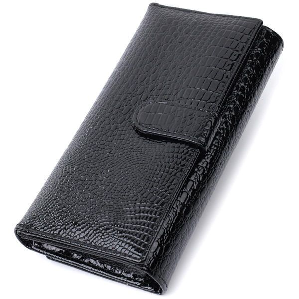 Лакированный кожаный кошелек с блоком для кредитных карт ST Leather 22683 Черный b22683 фото