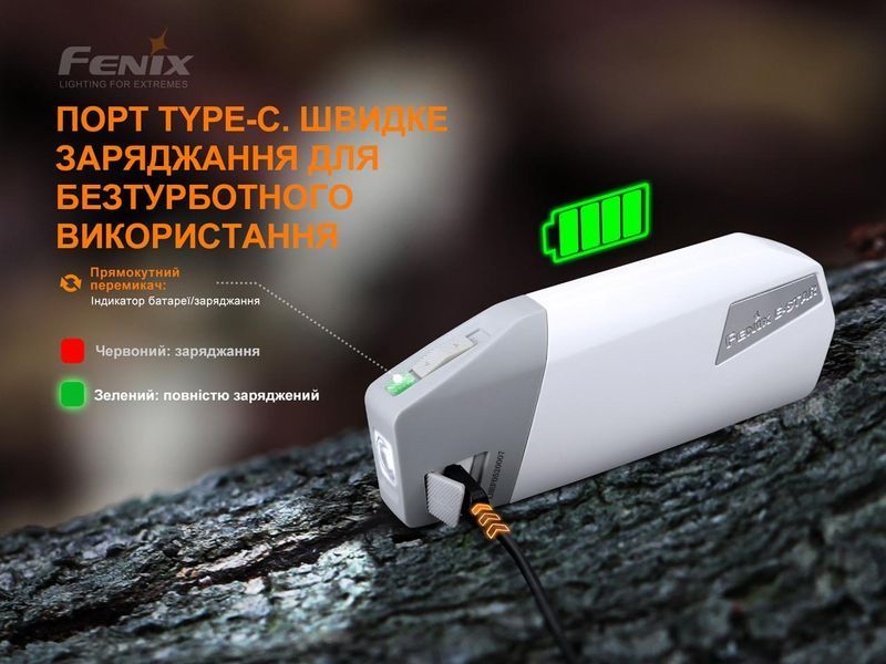 Ручний ліхтарик Fenix E-STAR з автономним живленням 100лм Type-С (Сірий) L703349 фото