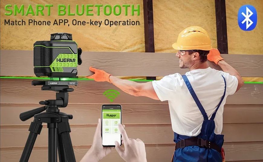 Лазерный уровень нивелир Huepar Z04CG 4D 16 линий с Bluetooth и LCD дисплей (1 аккумулятор) L719242 фото