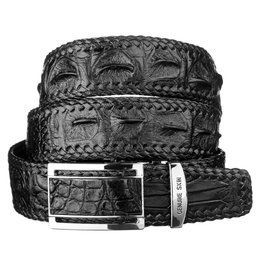 Ремень-автомат CROCODILE LEATHER 18010 из натуральной кожи крокодила Черный b18010 фото