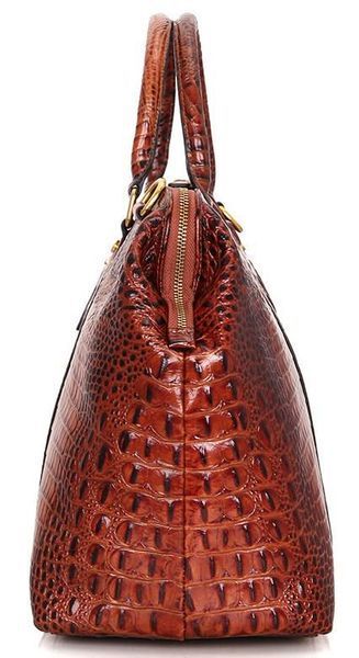 Сумка дорожная Vintage 14397 из натуральной кожи под крокодила 46х30,5х19 см Коричневая b14397 фото