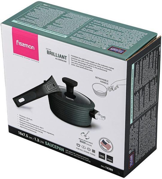 Ківш алюмінієвий Fissman Brilliant 1.3 л зі знімною ручкою FN-14380 фото