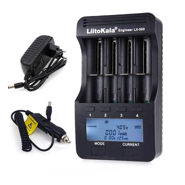 Заряднoe устройство Liitokala Lii-500 на 4 канала (для Ni-MH, Ni-CD, Li-Ion) с блоком питания + автоадаптер L500241 фото