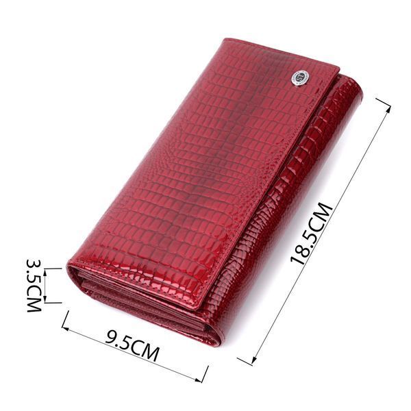 Шкіряний лакований гаманець з блоком для кредитних карток ST Leather 22682 Червоний b22682 фото
