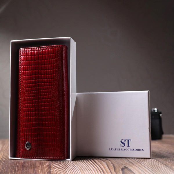 Шкіряний лакований гаманець з блоком для кредитних карток ST Leather 22682 Червоний b22682 фото