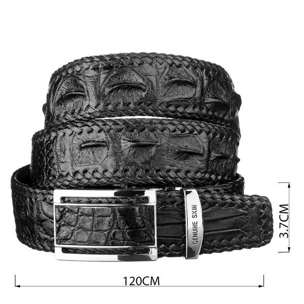 Ремінь-автомат CROCODILE LEATHER 18010 з натуральної шкіри крокодила Чорний b18010 фото