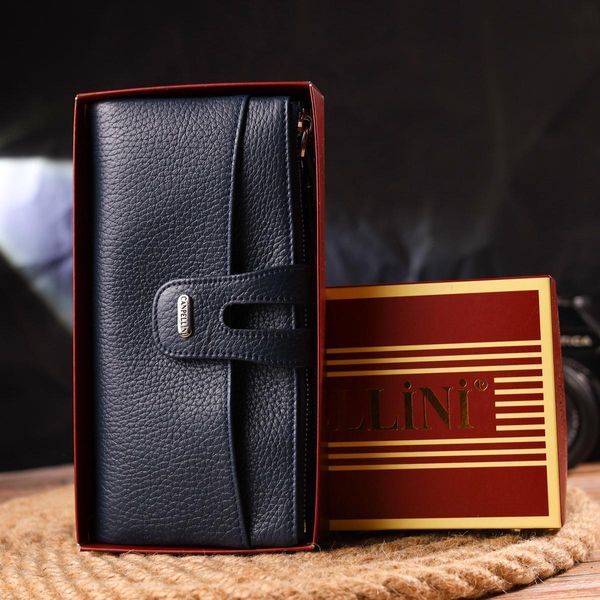 Удобный кошелек из натуральной зернистой кожи CANPELLINI 21635 Синий b21635 фото