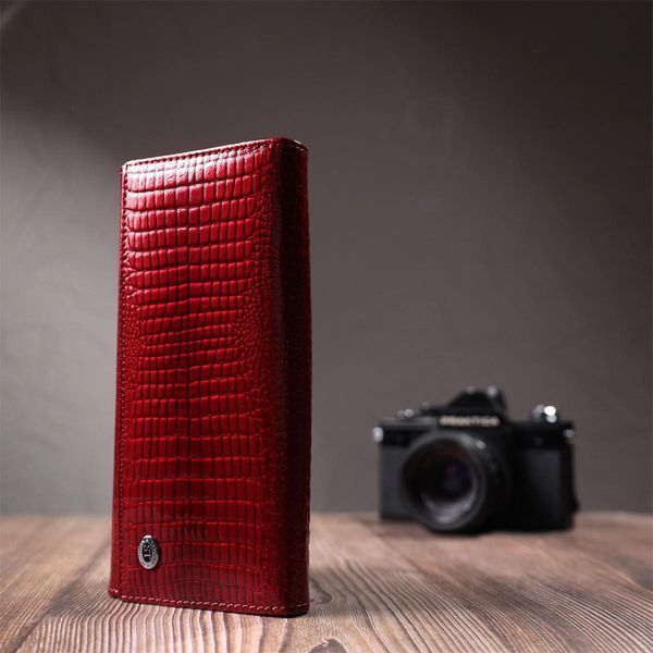 Шкіряний лакований гаманець з блоком для кредитних карток ST Leather 22682 Червоний b22682 фото