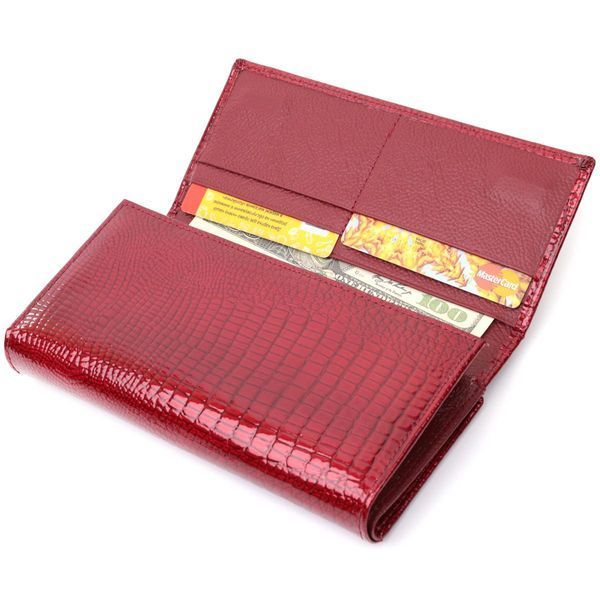 Шкіряний лакований гаманець з блоком для кредитних карток ST Leather 22682 Червоний b22682 фото