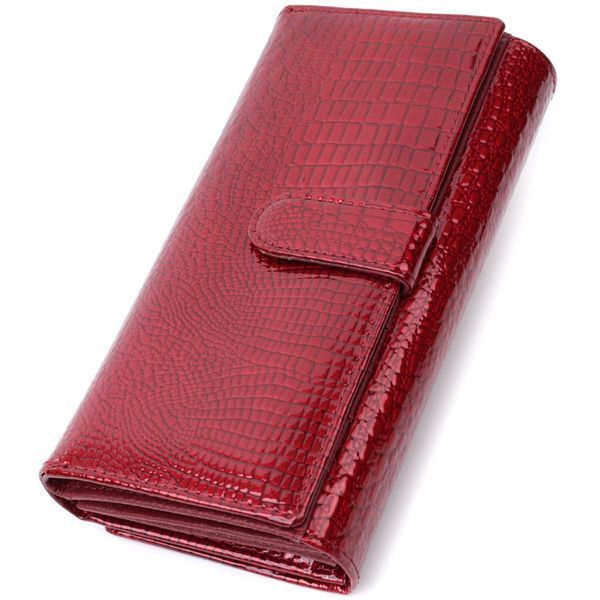 Шкіряний лакований гаманець з блоком для кредитних карток ST Leather 22682 Червоний b22682 фото