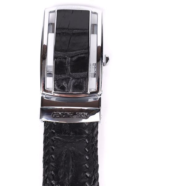Ремінь-автомат CROCODILE LEATHER 18010 з натуральної шкіри крокодила Чорний b18010 фото
