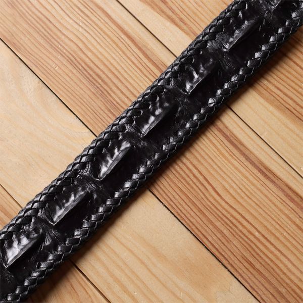Ремінь-автомат CROCODILE LEATHER 18010 з натуральної шкіри крокодила Чорний b18010 фото