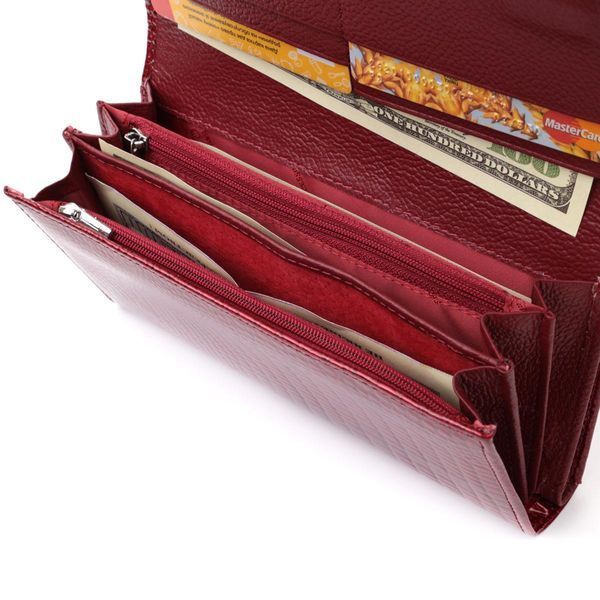 Шкіряний лакований гаманець з блоком для кредитних карток ST Leather 22682 Червоний b22682 фото