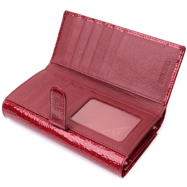 Шкіряний лакований гаманець з блоком для кредитних карток ST Leather 22682 Червоний b22682 фото