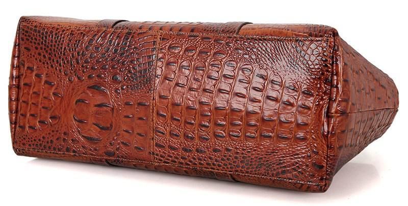 Сумка дорожная Vintage 14397 из натуральной кожи под крокодила 46х30,5х19 см Коричневая b14397 фото
