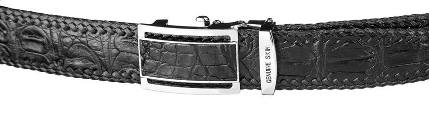Ремінь-автомат CROCODILE LEATHER 18010 з натуральної шкіри крокодила Чорний b18010 фото