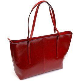 Містка сумка шоппер із натуральної шкіри Vintage 22076 Бордова b22076 фото