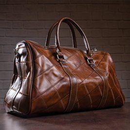 Дорожньо-спортивна шкіряна сумка Vintage 14752 Коричнева 43,5х33х21 см b14752 фото