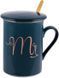 Кружка фарфоровая Coffee Prelude "Mr" 380мл с крышкой и ложкой, синяя BD-984-212 фото 1