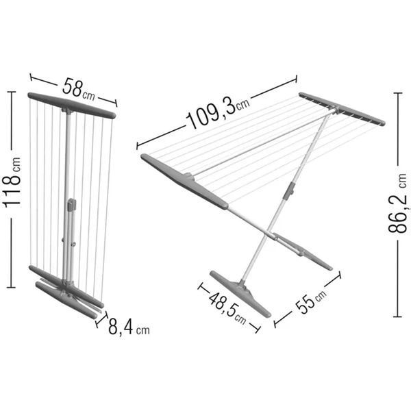 Сушарка для білизни підлогова Juwel SuperDry Basic Сіра 118x58x8.5 см (40111) DDAS303907 фото