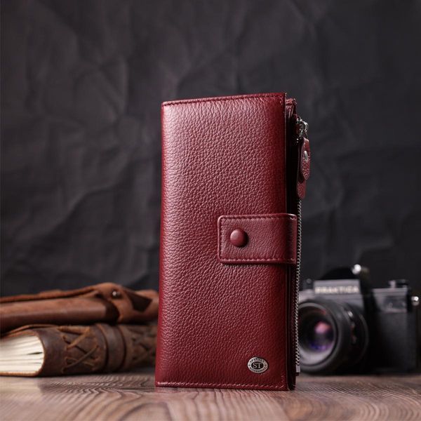 Вертикальный женский кошелек-клатч из натуральной кожи ST Leather 22535 Бордовый b22535 фото
