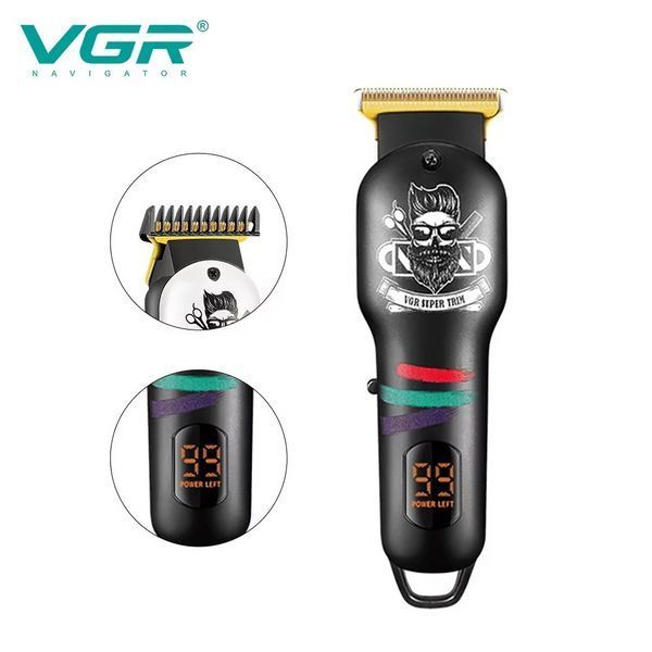 Аккумуляторная машинка для стрижки волос VGR V-971 с дисплеем (4 насадки) L707964 фото