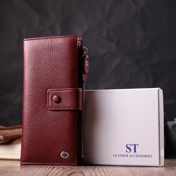 Вертикальный женский кошелек-клатч из натуральной кожи ST Leather 22535 Бордовый b22535 фото