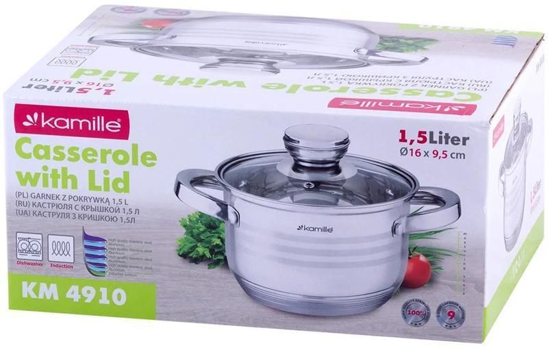 Кастрюля Kamille Desiree 1.5 л из нержавеющей стали с 9-слойным индукционным дном KM-4910 фото